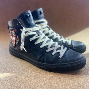 Gucci Signature Black Leather High Top Sneakers